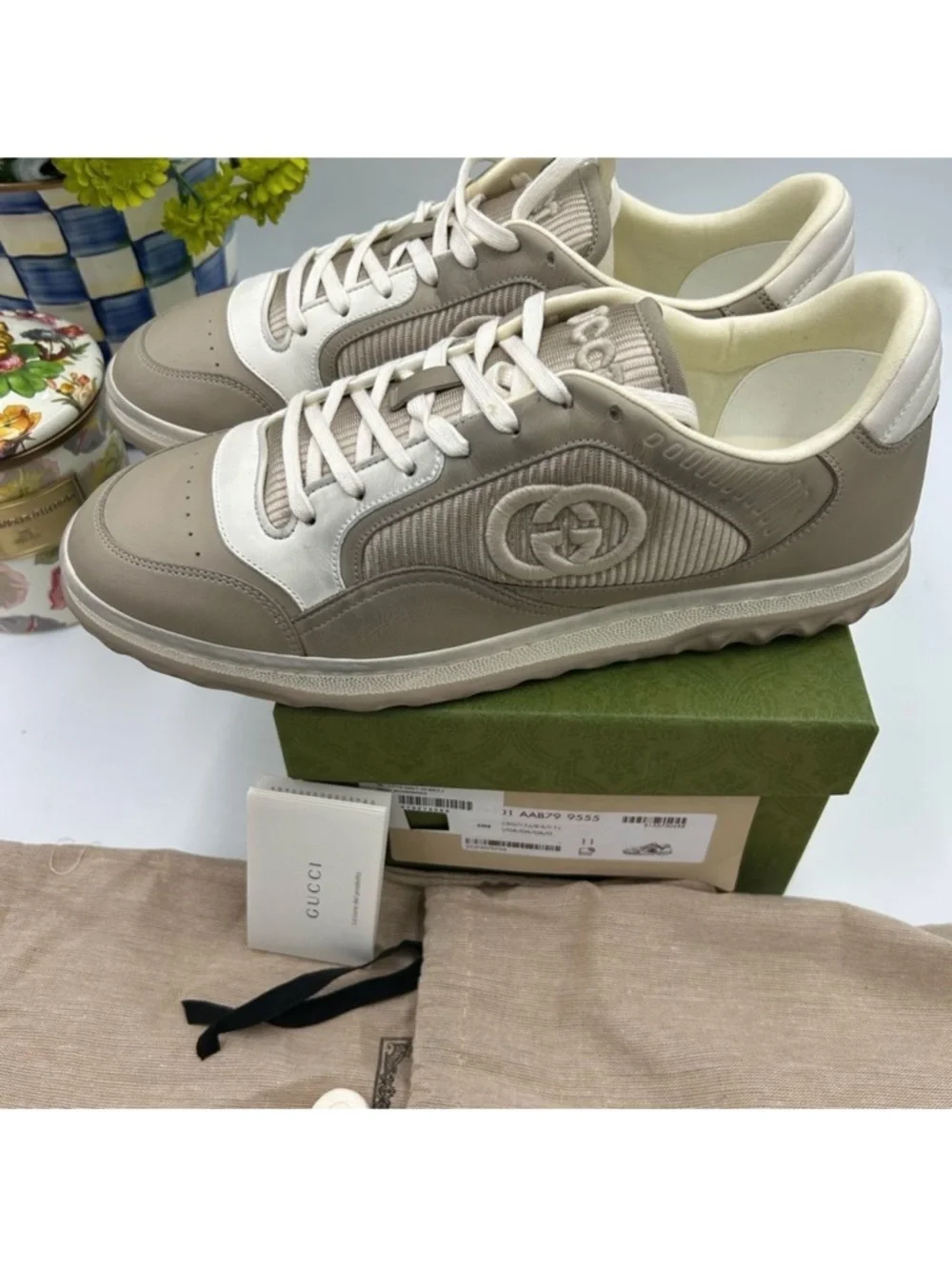 Men’s Gucci MAC 80 low top leather sneakers size 11 fits 11.5 US made in Italy
